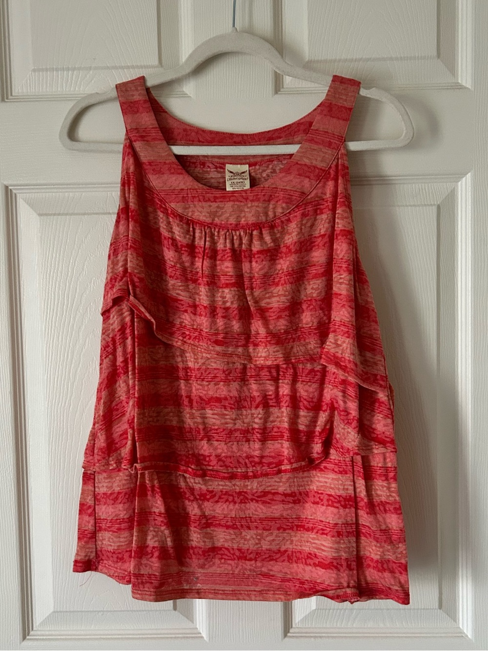 Faded Glory Coral Pink Striped Tank Top Sleeveless - Women's 1X 16W